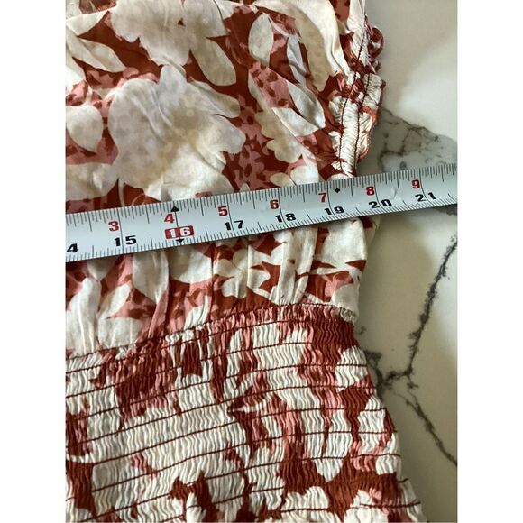 Old Navy Womens Smocked Coral Maxi Dress Sz XL Floral Stretch Peasant - Picture 7 of 9